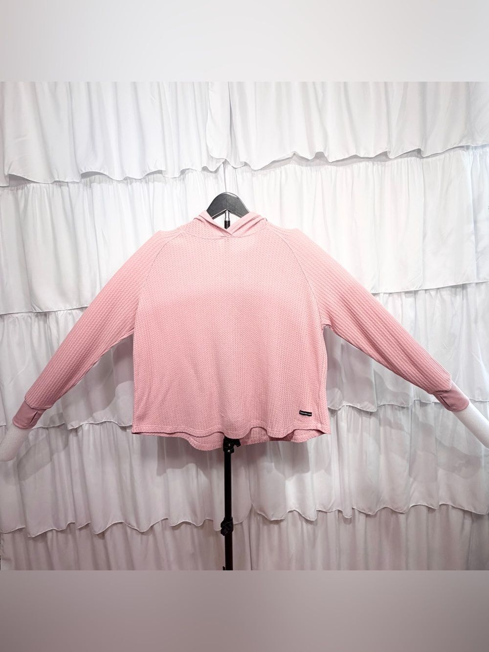 Calvin Klein Jeans Women’s Long Sleeve  Waffle-Knit Hooded Pullover Shirt Size M